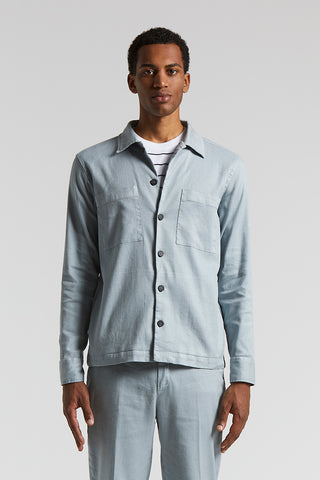 Stretch linen-cotton twill overshirt