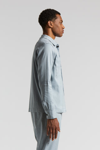 Stretch linen-cotton twill overshirt