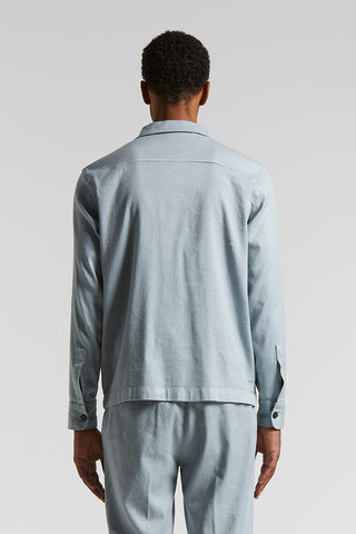 Stretch linen-cotton twill overshirt