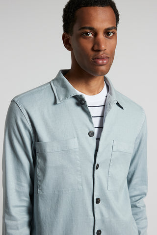 Stretch linen-cotton twill overshirt