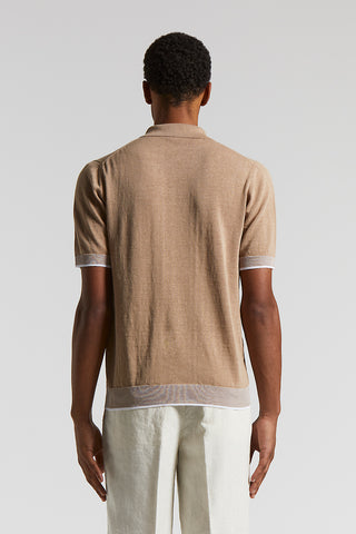 Linen and cotton crepe polo shirt