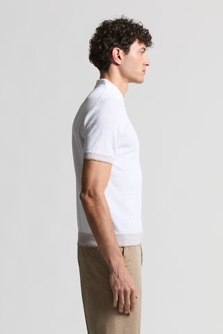 Linen and cotton crepe polo shirt