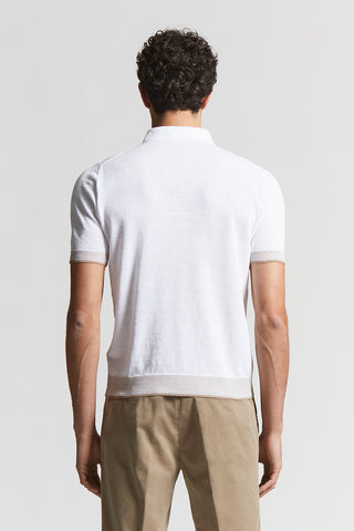 Linen and cotton crepe polo shirt