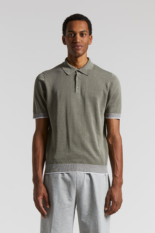 Linen and cotton crepe polo shirt