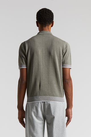 Linen and cotton crepe polo shirt