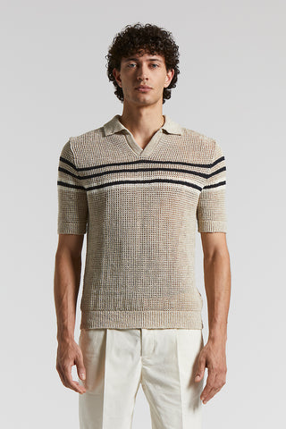 Linen and cotton blend polo shirt