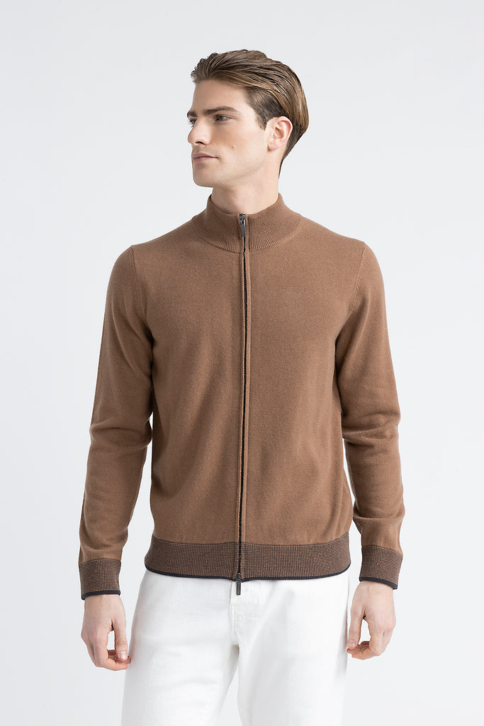 Wool, silk and cashmere high neck sweater  