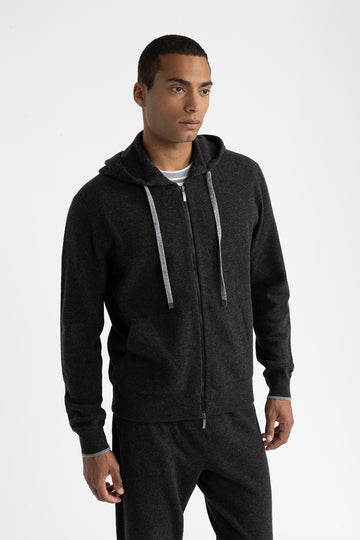 Wool and cashmere hooded sweatshirt  