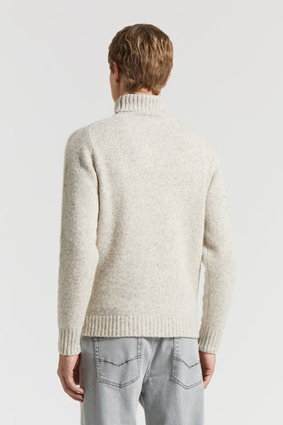 Knop mouliné yarn polo-neck jumper