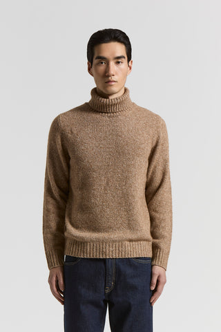 Knop mouliné yarn polo-neck jumper