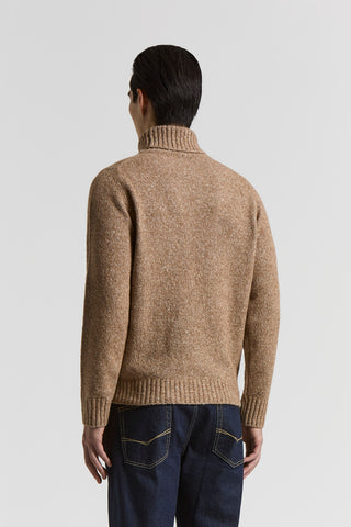 Knop mouliné yarn polo-neck jumper
