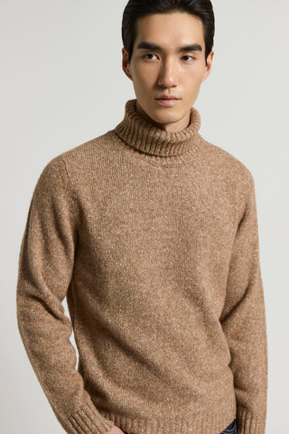 Knop mouliné yarn polo-neck jumper