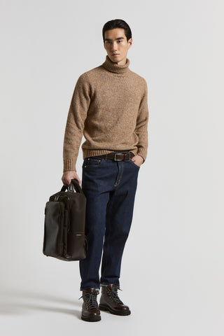 Knop mouliné yarn polo-neck jumper