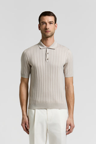 Cotton and silk knitted polo shirt
