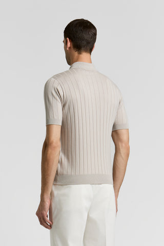 Cotton and silk knitted polo shirt