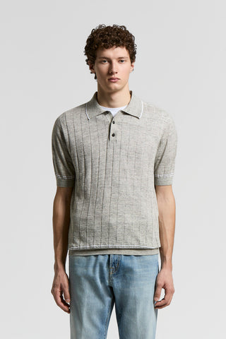 Polo shirt in linen-cotton mouliné mélange