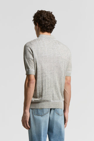 Polo shirt in linen-cotton mouliné mélange