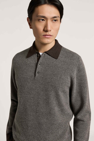 Wool and cashmere yarn polo shirt