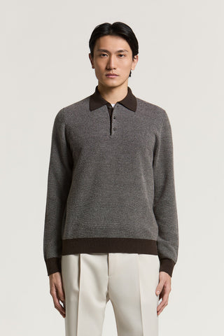 Wool and cashmere yarn polo shirt