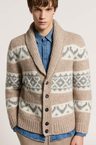 Cardigan en alpaga, laine et coton