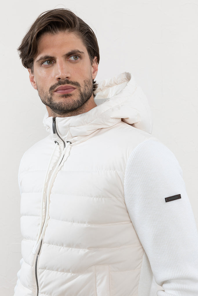 Microfibre and knit fabric puffer jacket  