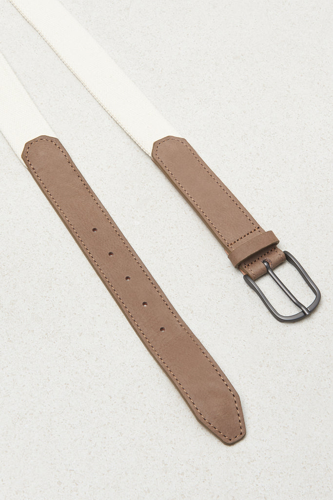 Belt in genuine leather and cotton ribbon  