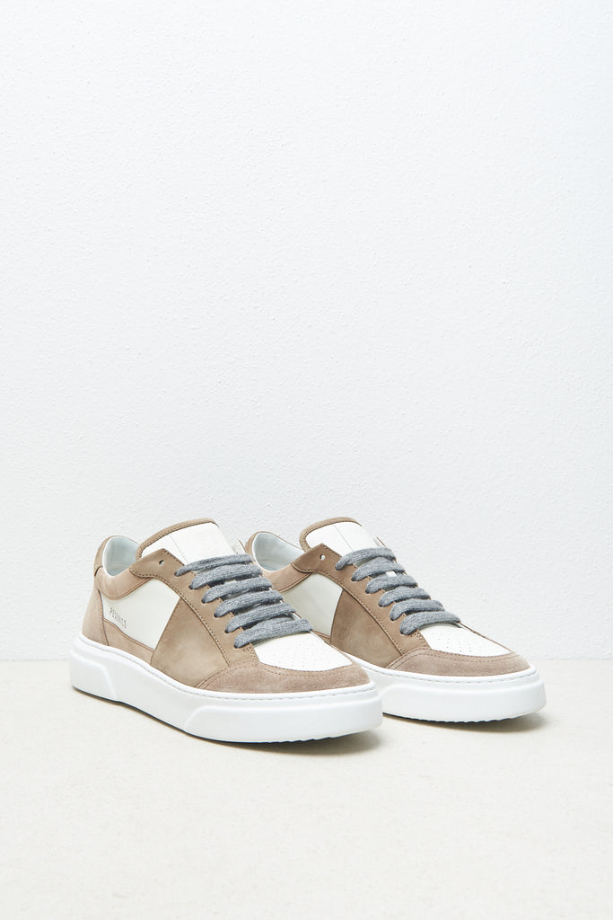 Leather sneakers with suede and nabuk leather inserts  
