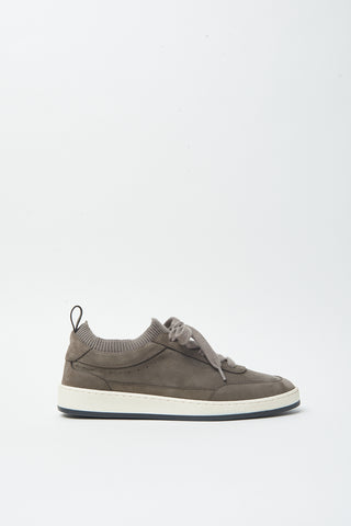 Leather sneakers with wool details