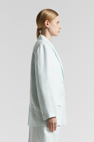 Pure linen gabardine double-breasted blazer