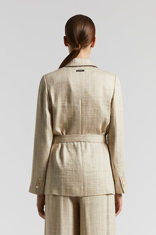 Pinstripe blazer with belt and Punto Luce