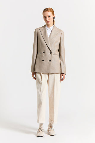 Micro-houndstooth lurex wool blazer
