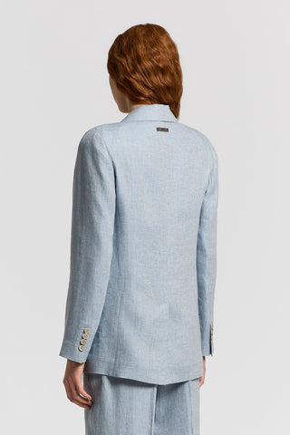 Single-breasted pure linen gabardine blazer