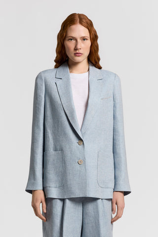 Single-breasted pure linen gabardine blazer