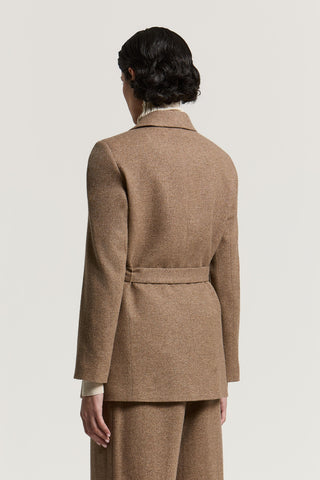 Blazer aus Wolle und Lurex mit Gürtel