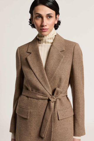 Blazer aus Wolle und Lurex mit Gürtel
