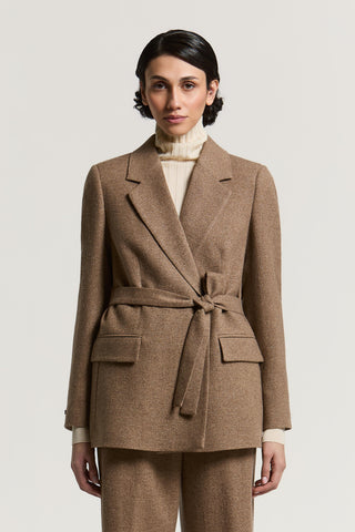 Blazer aus Wolle und Lurex mit Gürtel