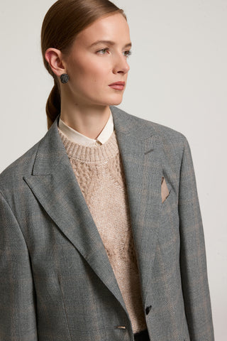 Blazer de botonadura simple de franela de pura lana 6 / 6