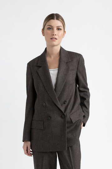 Wool, cashmere and silk double-breasted blazer  