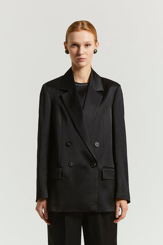 Viscose/wool satin blazer