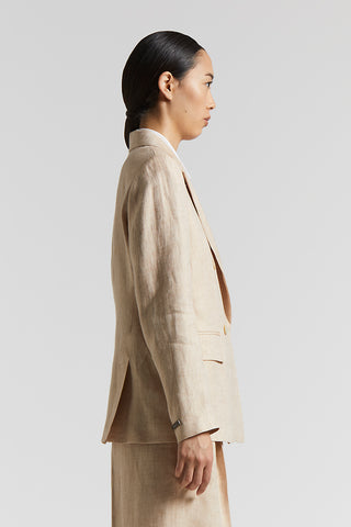 Pure linen gabardine double-breasted blazer