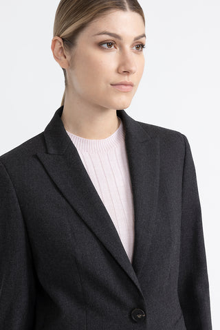 Single-breasted blazer in technical wool flannel  