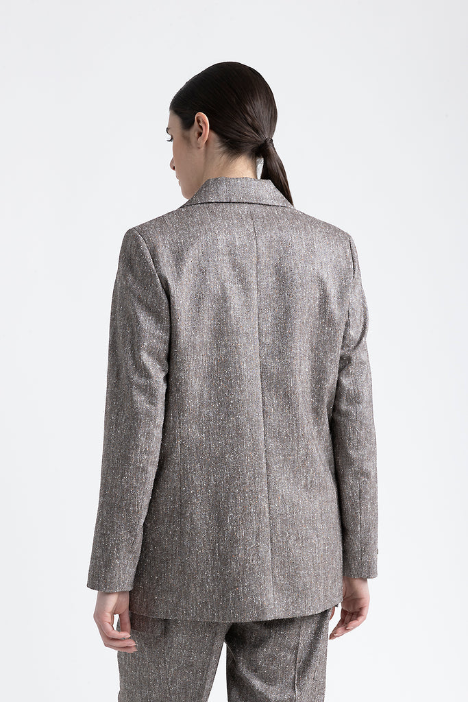 Wool, silk and cotton tweed single-breasted blazer  