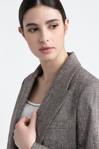 Wool, silk and cotton tweed single-breasted blazer  