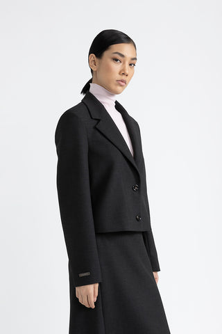 Double-face technical fabric cropped blazer  