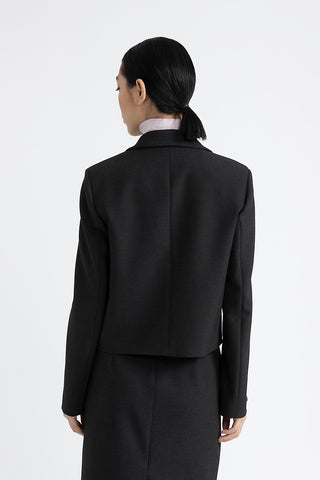 Double-face technical fabric cropped blazer  