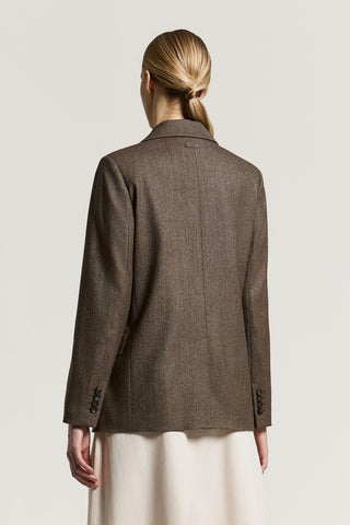 Blazer à simple boutonnage en toile de laine jaspée