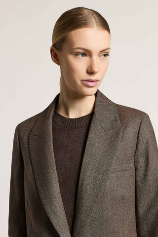 Blazer de botonadura simple en tela de lana jaspeada