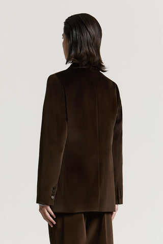 Blazer en velours de coton et revers en satin