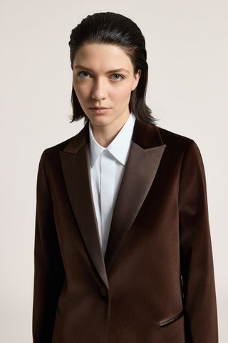 Blazer en velours de coton et revers en satin