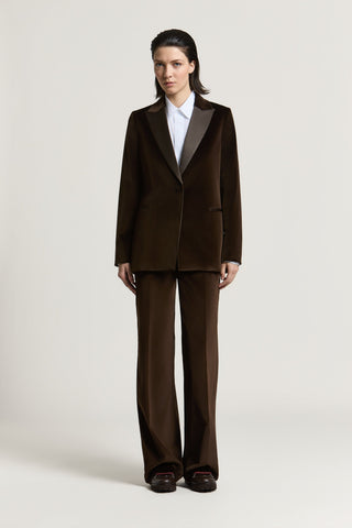 Blazer en velours de coton et revers en satin